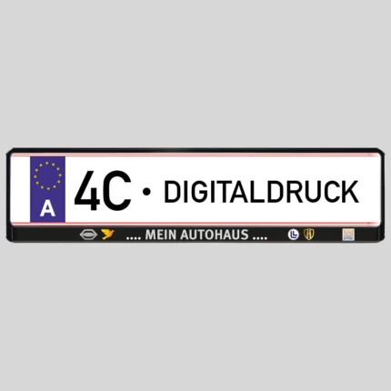 Kennzeichenhalter Oesterreich bedruckte Kennzeichenhalter 4c Digitaldruck