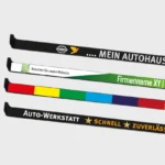 Mehrfarbig bedruckte Werbeleisten im Detail
