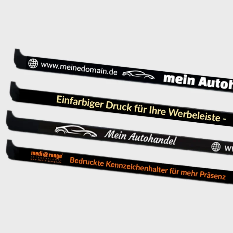 1-farbig bedruckte Werbeleisten von bedruckte-kennzeichenhalter.de im Detail