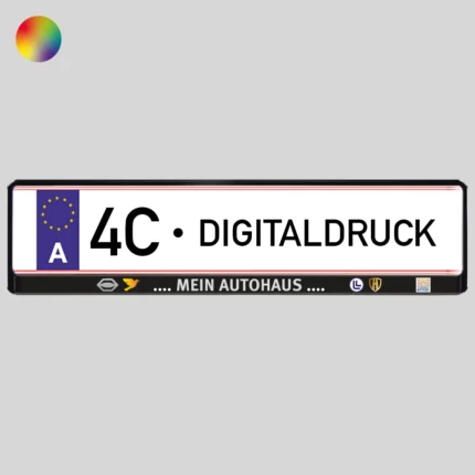 Kennzeichenhalter Oesterreich bedruckte Kennzeichenhalter 4c Digitaldruck