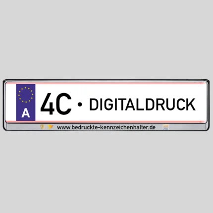 Kennzeichenhalter Oesterreich bedruckte Kennzeichenhalter silber 1-farbiger Druck