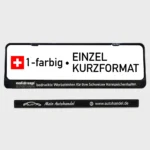 Schweizer Kennzeichenhalter Produktbild Frontansicht kurz Einfarbiger-Druck