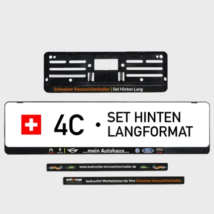 Schweizer Kennzeichenhalter lang + kurz SET - Produktbild - einfarbiger Druck