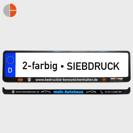 Foto eines Kennzeichenhalter mit 2-farbigem Siebdruck