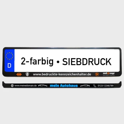 Foto eines Kennzeichenhalter mit 2-farbigem Siebdruck